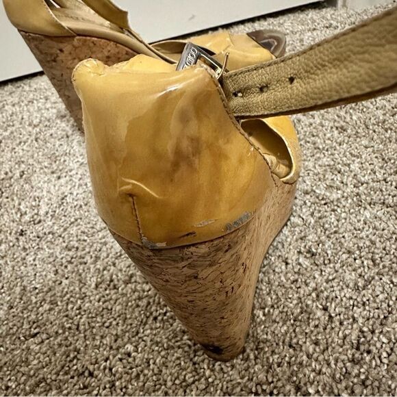 Jimmy Choo Pela Patent Cork Wedges in Nude/Tan Size EU 37 - Picture 9 of 11